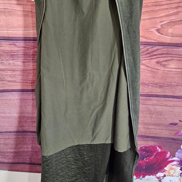 Choosy Olive Green Suede Pencil Dress - Picture 10 of 10